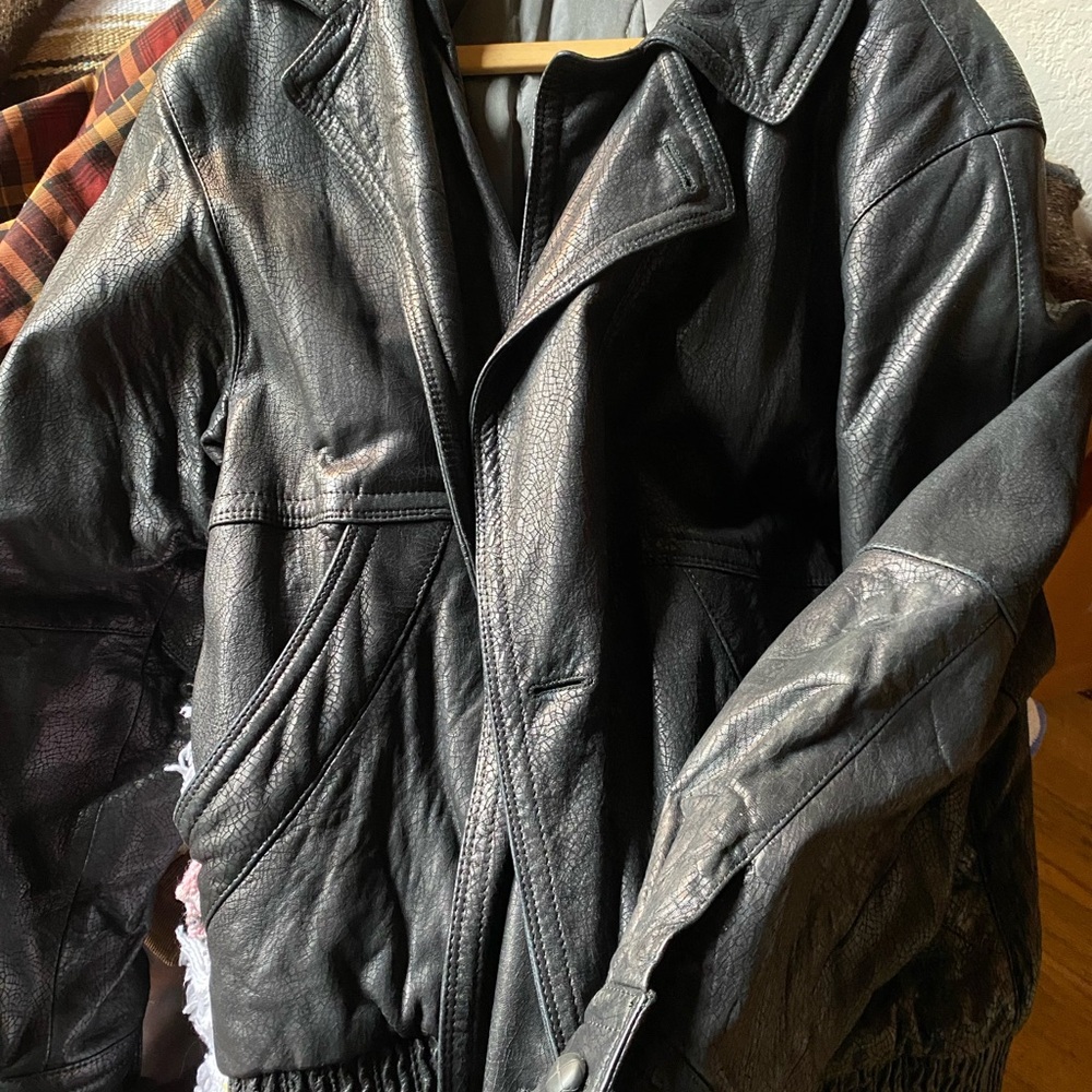 Corneliani Leather Jacket Black Men’s Large Made in Italy